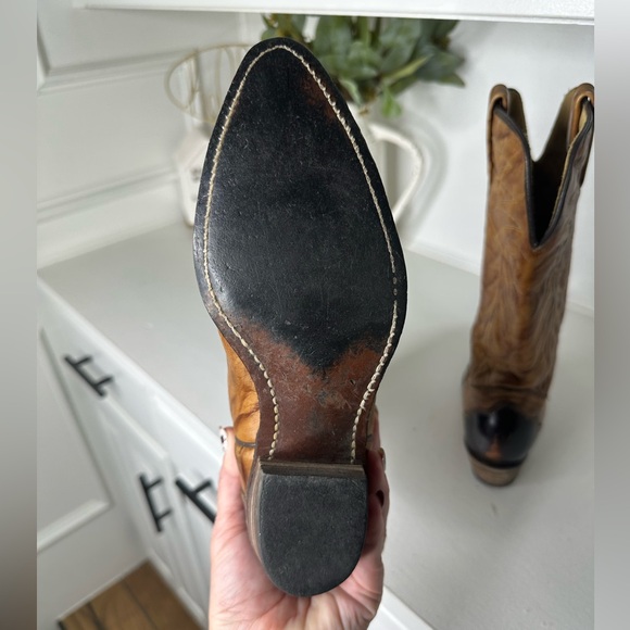 Vintage Texas Country Western Boots | Two-Tone Brown Leather | Women’s Size 6 - Picture 10 of 11
